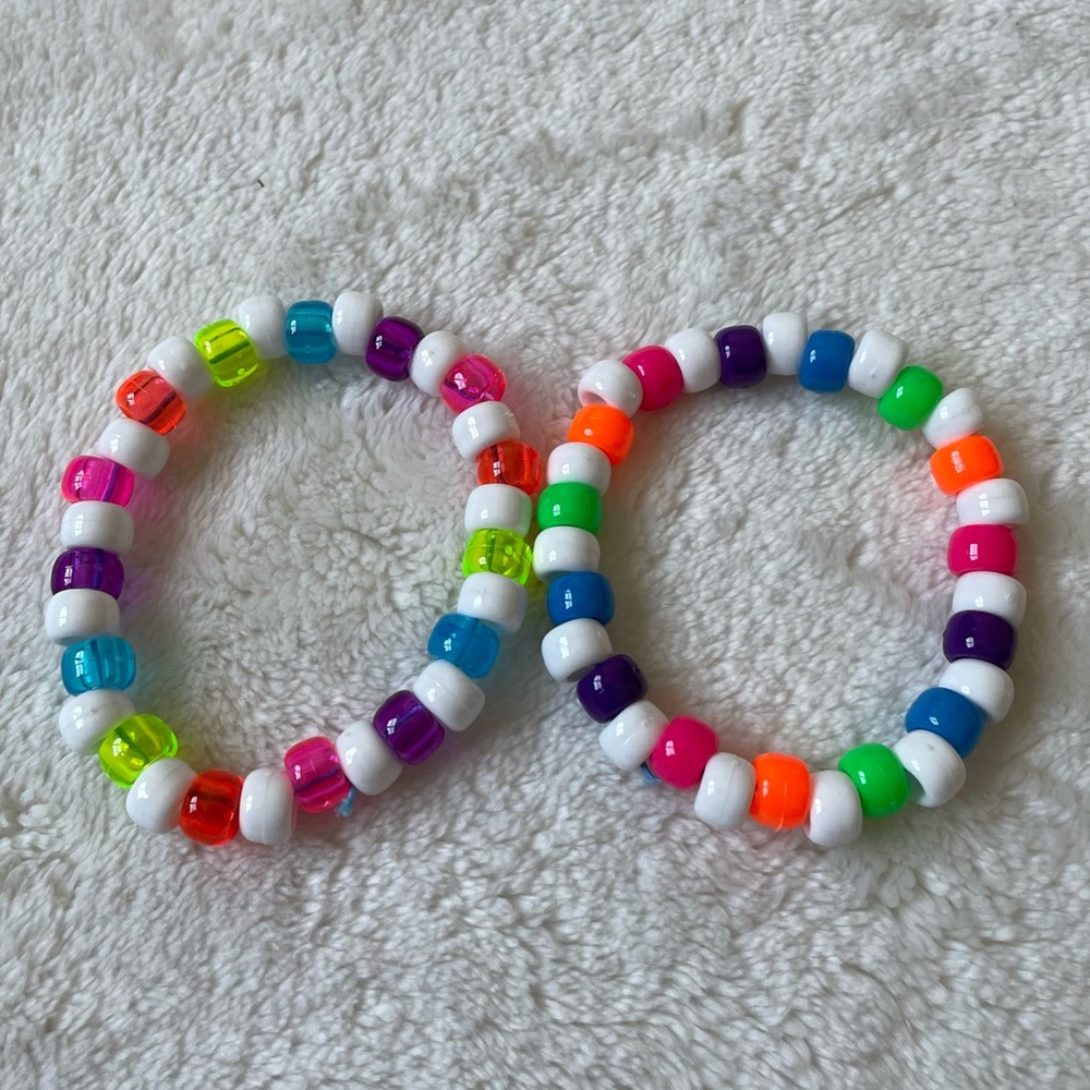 Set of Ten (10) Pastel Rainbow Kandi Bead Bracelets - Picture 2 of 5
